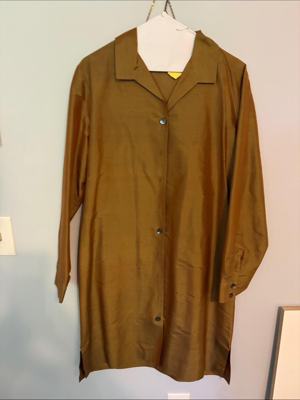 Alfani Olive Satin-Look Long Trench Coat